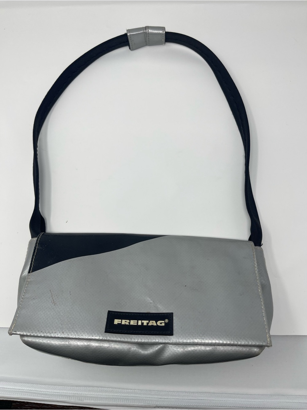 Freitag Silver and Black Crossbody Bag